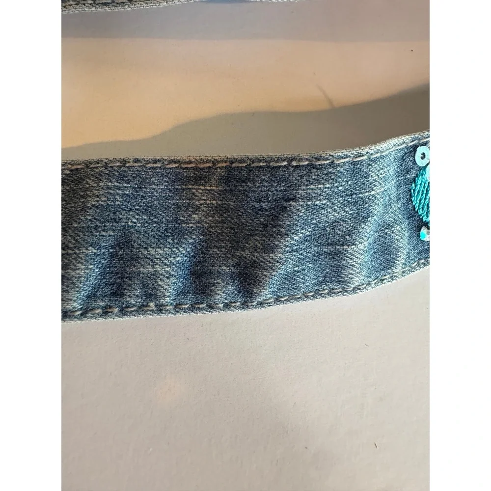 Vintage Princess Heart Buckle Denim Belt Sequin Hearts Y2K Style